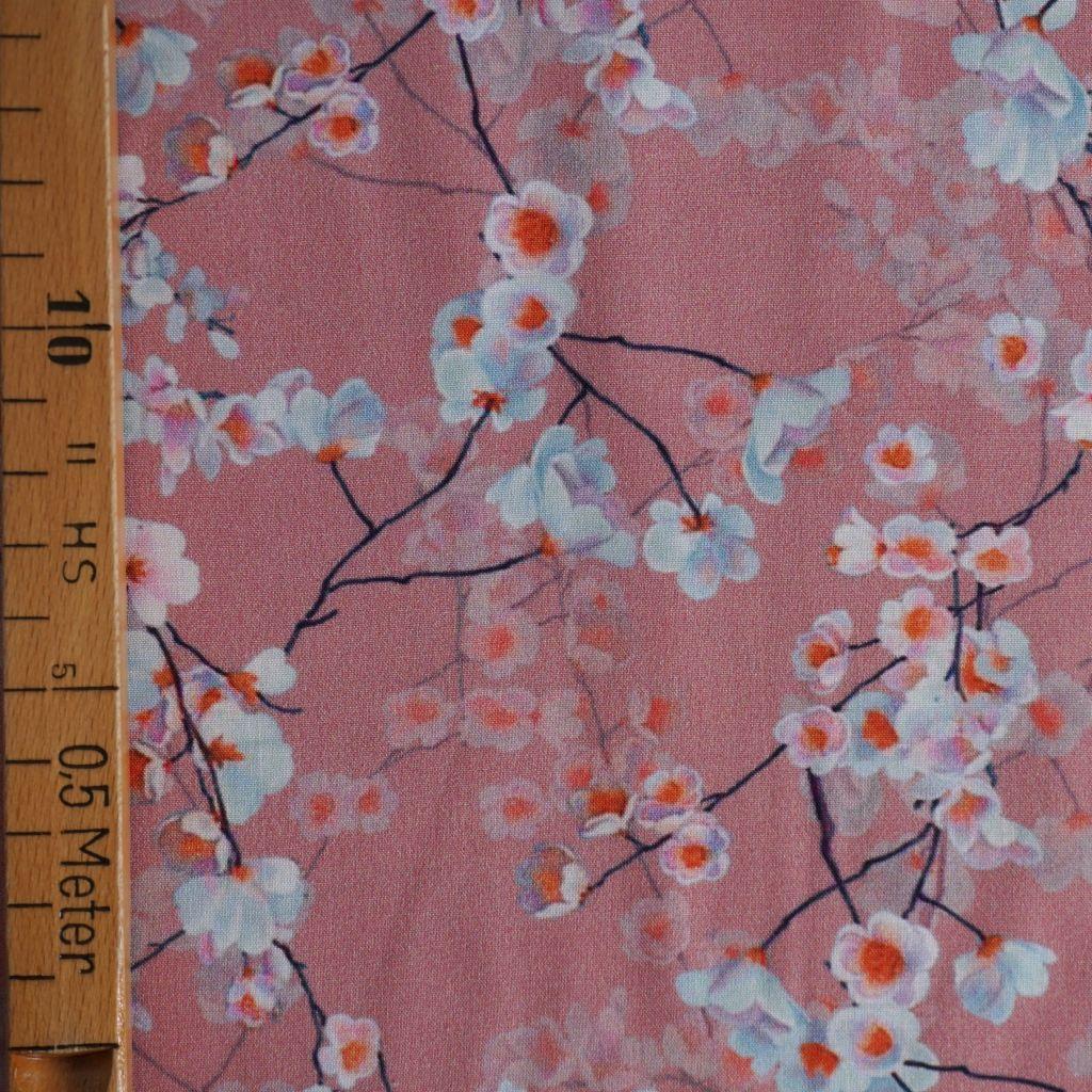 Viskose Druck Kirschblüte rosa